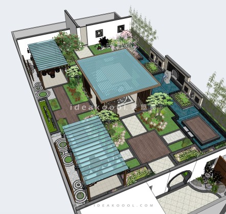 中式庭院花园景观丨