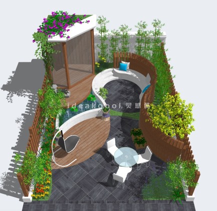 现代曲线庭院花园景观丨