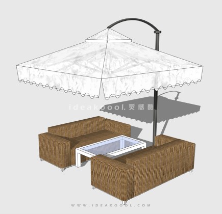 户外伞座 遮阳伞 藤编组合沙发桌椅丨
