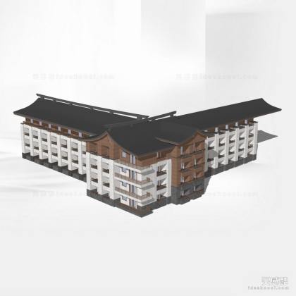 中式高层建筑/酒店建筑丨