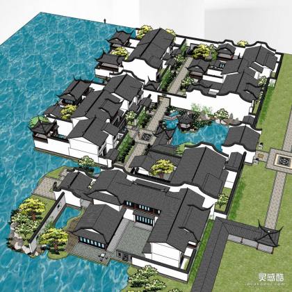 中式酒店别墅会所建筑/古建园林院落丨