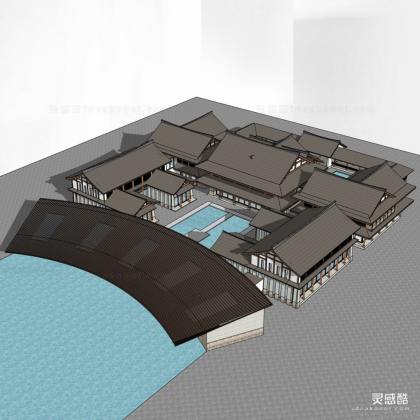 中式温泉接待中心建筑丨