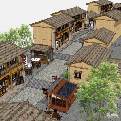 中式仿古商业街建筑丨