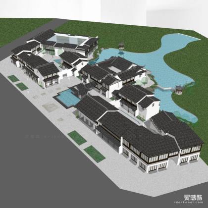 中式古建筑园林 商业建筑丨