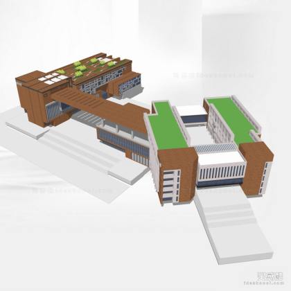 办公建筑 教学楼建筑 红砖建筑丨