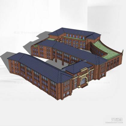 办公建筑 教学楼 红砖建筑丨