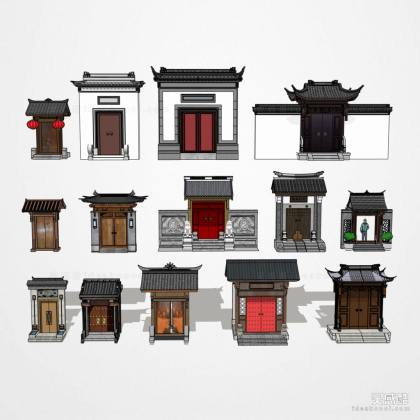 中式入口门头 别墅入口大门丨