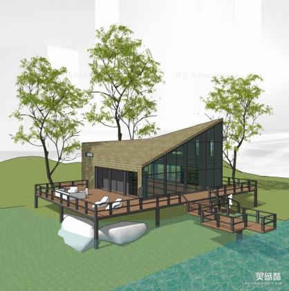 亲水住宅别墅建筑木平台丨