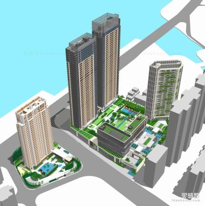 现代滨江豪宅高层住宅建筑景观丨