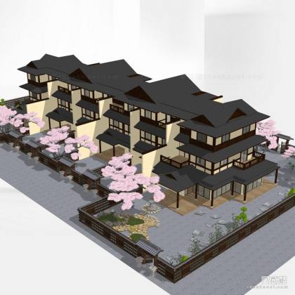 拈花湾禅意日式别墅大门枯山水规划建筑景观丨