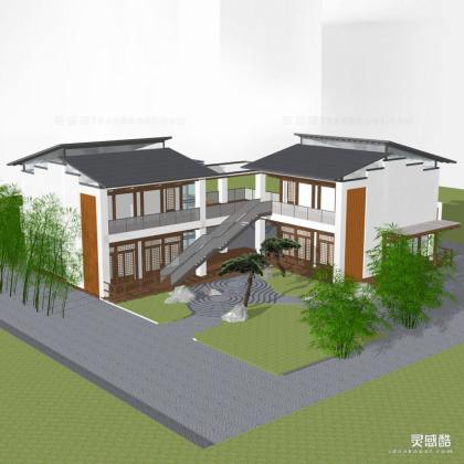 日式禅意风格连体酒店别墅丨