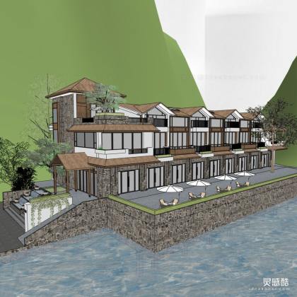 山间山地酒店别墅建筑丨