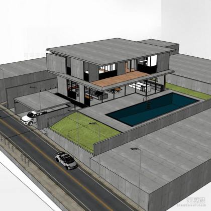 现代整体简约家装住宅空间 混凝土别墅建筑丨