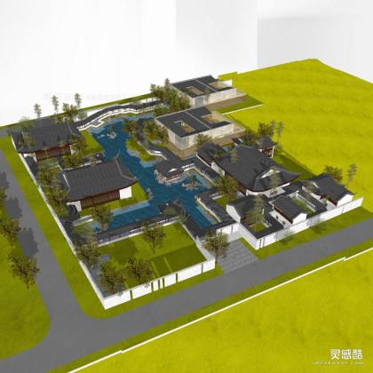 中式古典苏州园林酒店建筑 庭院景观丨