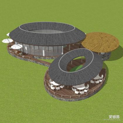 餐饮餐厅建筑 户外休闲平台丨