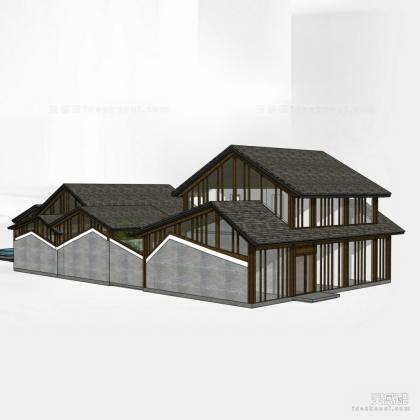 中式建筑 酒店民宿建筑丨