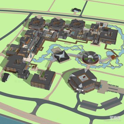 新中式旅游特色小镇 商业街建筑丨