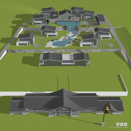 坡屋顶度假酒店建筑丨