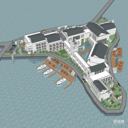 中式会所景观 湖心会所建筑丨