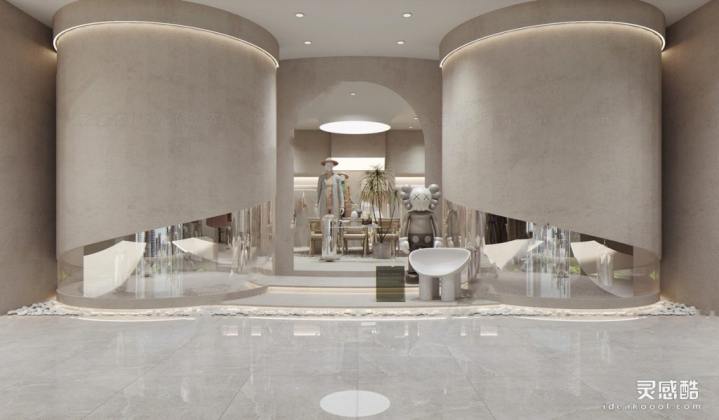 侘寂风女装服装店_模特_服装货架丨