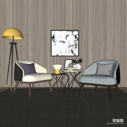 沙发 茶几 挂画 落地灯丨