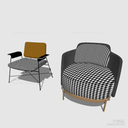 单人沙发 千鸟纹丨