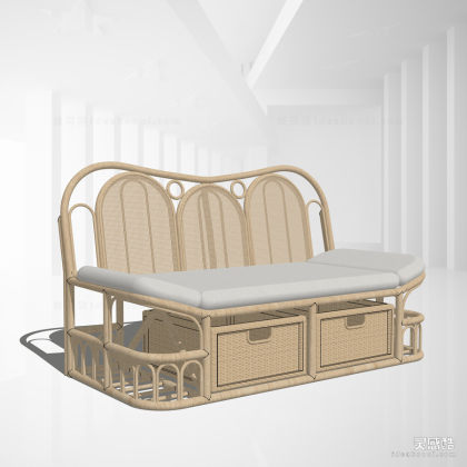 民宿创意小沙发 藤编多人沙发丨