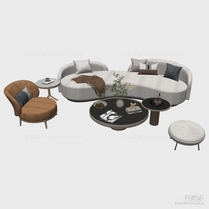 多人沙发茶几组合 单人沙发丨