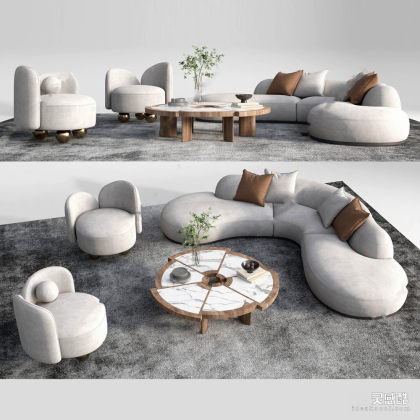 多人沙发茶几组合丨
