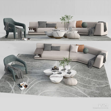 多人沙发茶几组合丨