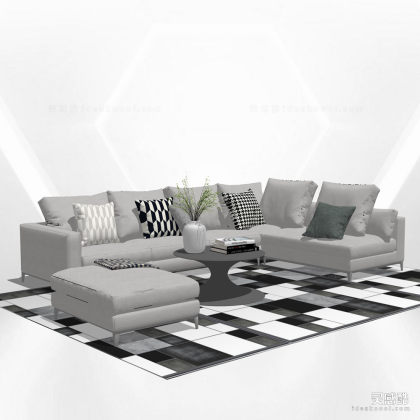 多人沙发茶几组合丨