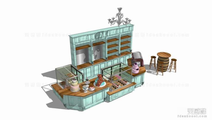 欧式蛋糕店吧台货架糕点甜品店丨