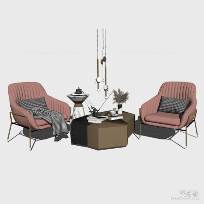 单人沙发茶几组合丨