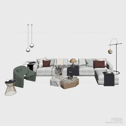 单人沙发茶几组合丨