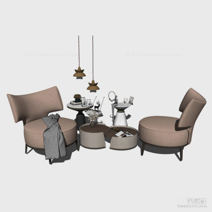 单人沙发茶几组合丨