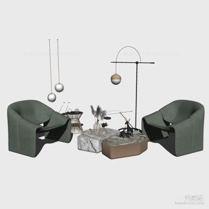 单人沙发茶几组合丨