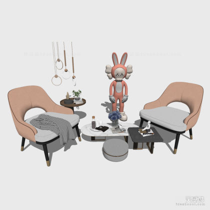 单人沙发茶几组合丨