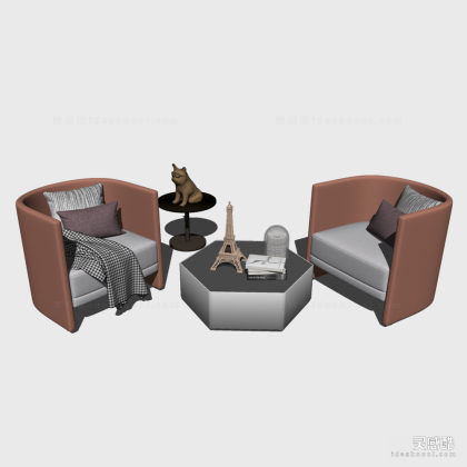 单人沙发茶几组合丨