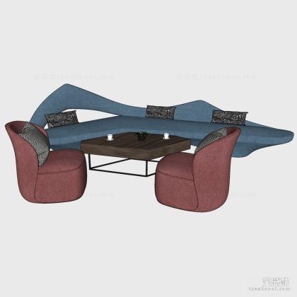 异形沙发茶几组合 单人沙发丨