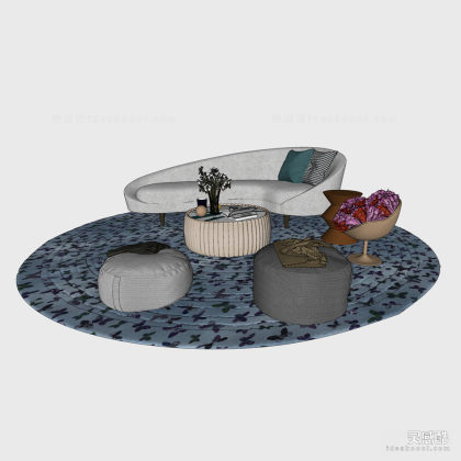 异形沙发茶几组合 地毯丨
