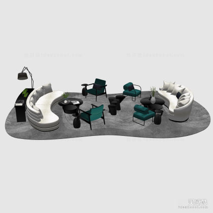 现代轻奢 异形沙发茶几组合丨