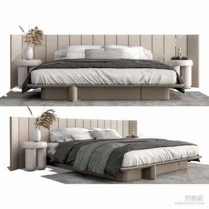 双人床 床头柜 卧室丨