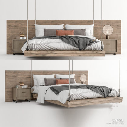 双人床 床头柜 卧室丨