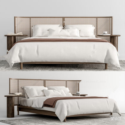 双人床 床头柜 卧室丨