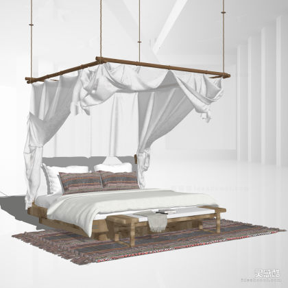 东南亚民宿双人床丨