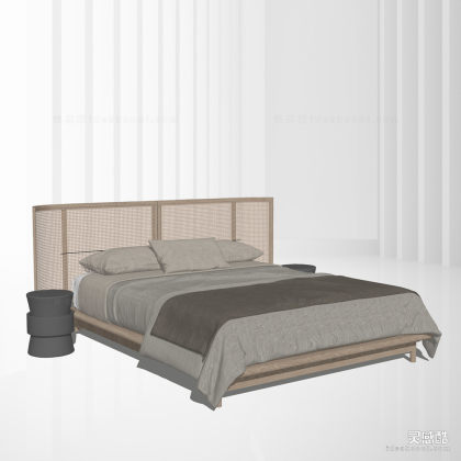 简约编织原木双人床丨