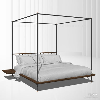 民宿风简约双人床丨