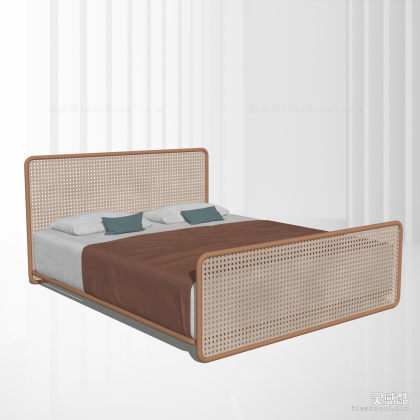 藤艺双人床丨