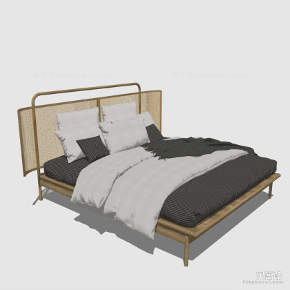现代新中式双人床 北欧风双人床丨