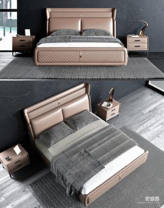 双人床 床头柜 卧室丨